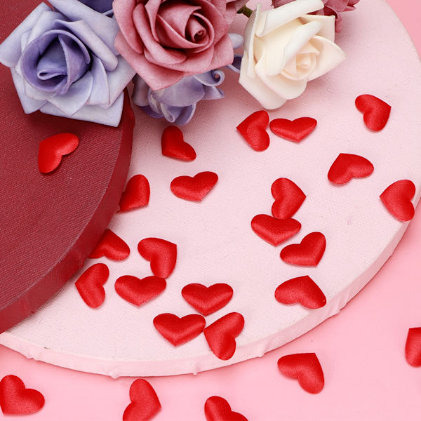 500 stk Hjerteformet Dekorasjonssvamppose Bryllup Jubileum Valentinsdag Festtilbehør (2,1 cm Rød 500 stk Pose)