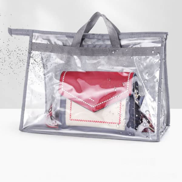 Clear PVC Handbag Storage Bag with Zipper & Handle, Dustproof Organizer for Purses, Wardrobe & Travel