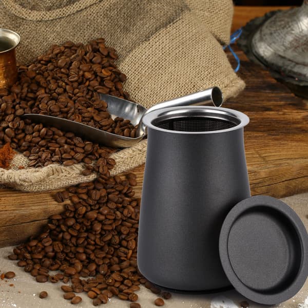 Kaffepulversikt i rustfritt stål, silkopp, tilbehør for kaffebrygging, svart
