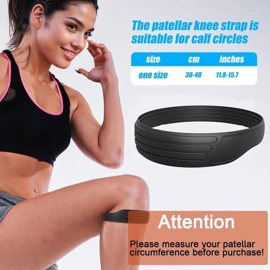 Silicone Knee Strap with Patella Support - Stable Non-Slip, Extra Friction/Width - High-Quality Silicone - Black - 2 Pieces