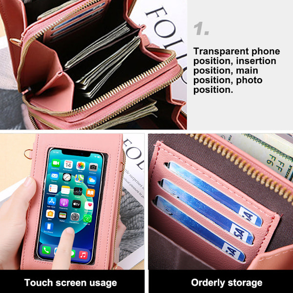 Liten crossbody-väska för kvinnor i läder, axelväska för mobiltelefon, modeaccessoarer, reseplånböcker