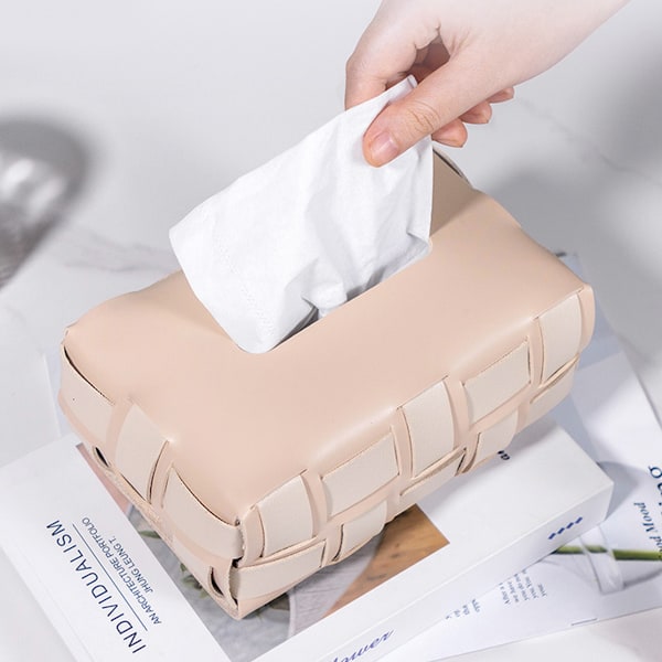 Vævæskeskrin Cover, Genanvendelig PU Læder Rektangulær Vævæskeskrin Cover til Hjem, Bordplade, Badeværelse, 8,3\" x 5,2\" x 3,7\"