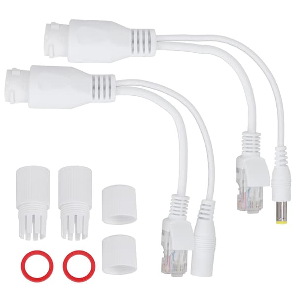 12V Power Over Ethernet Passiv POE-adapterkabel Splitter Injektor Vanntett Hvit