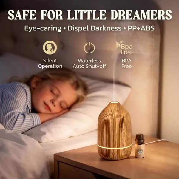 Eterisk oljediffusor, 100 ml aromaterapidiffusor, mini ultraljudsdiffusor, träeffekt