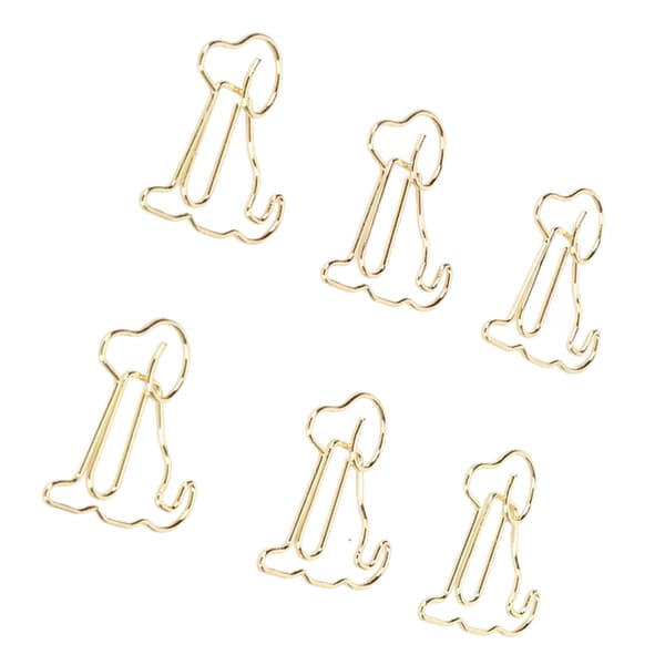 Gold Metallic Dog Paperclips, 100-Pack Rustproof Reusable Office Clips, Non-Slip Design