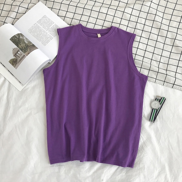 Träningslinne för män Ärmlösa muskelskjortor i ren färg för Bodybuilding Gym Training Purple M