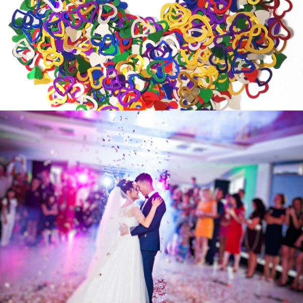 Flerfärgade blandade hjärtan Bröllopskonfetti Sparkle Bord sprider Festdekorationer (färg)
