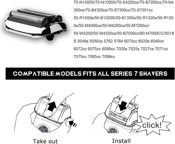 Erstatningsbarberhode - for Braun Series 7 73S