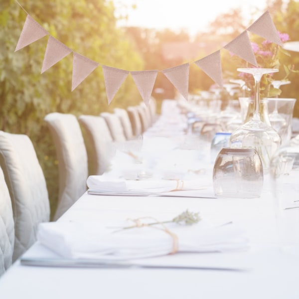 Linen Bunting Banner med 48 stk. Flag - Bryllup, Fest, Ferie, DIY Dekoration