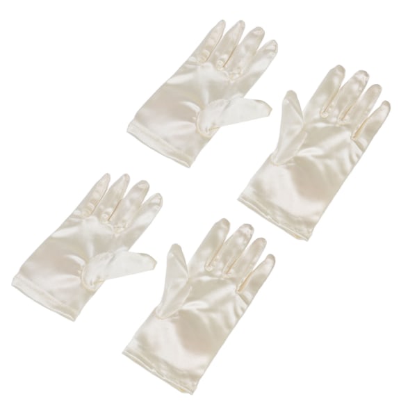 2 set flickor Underbara satin fancy handskar Stretch satin klänning Korta handskar för speciella tillfällen bröllopsfestMilky White