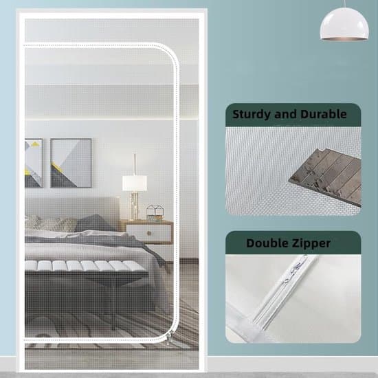 Forstærket robust kattelem, kæledyrsresistent, med snaplås, holder hunde og katte ude af huset, hvid 90x210 cm