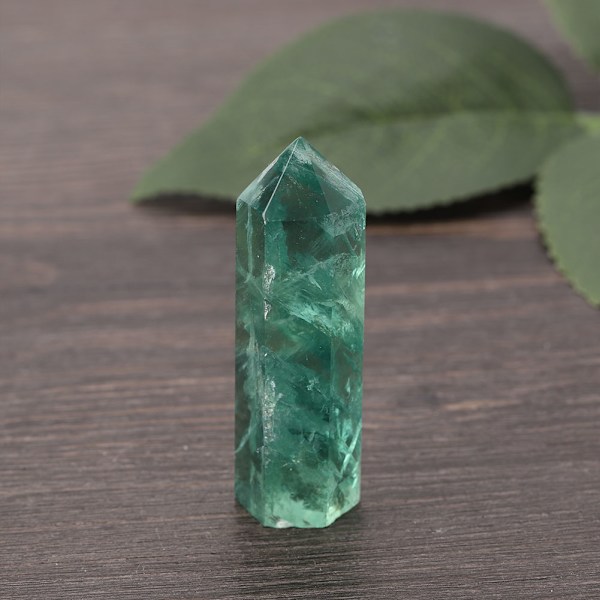 Kristallkvarts Naturlig Grön Fluorit Hexagonal Kristallkolumn Fluorit Energistol （ 5-7cm）
