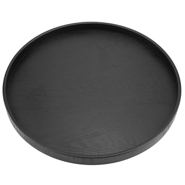 Black Round Solid Wood Serving Tray for Tea, Coffee, Snacks, and Meals in Restaurants