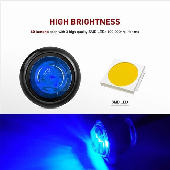 Sæt med 10 vandtætte 12V LED-lys blå – undervands- og interiørbelysning