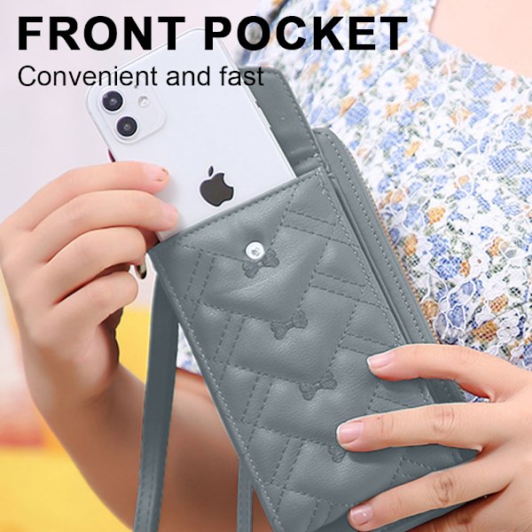 PU mobiltelefon taske damer lang clutch taske stor kapacitet mobiltelefon tegnebog