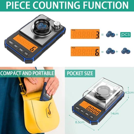 High-Precision Milligram Scale | 50g/0.001g, LCD Display, Jewelry/Lab/Portable Mini Scale, Blue