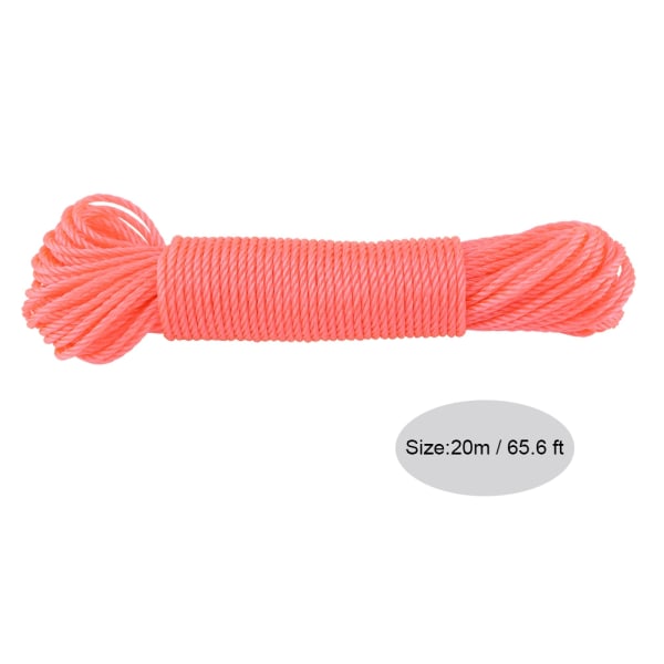 20m Nylon Reb/Line/Snøre Tøjline Have Camping Udendørs (Pink)