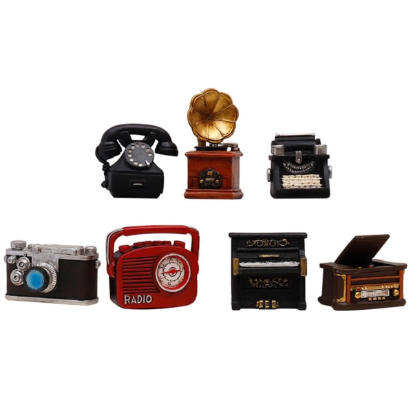 Vintage Retro Radio Pianos Kameror Telefon Modell Ornament Antik hemmakontor Ornament Gift