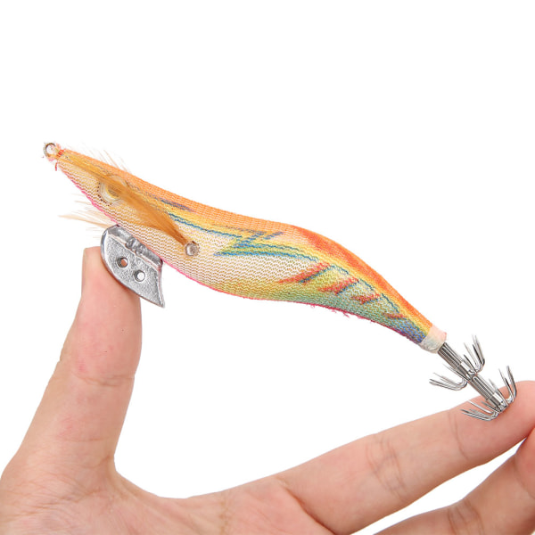2 ST Lysande 3D-ögon konstgjorda bläckfiskkrok Fiskebete Trä Räkor lockkrokar
