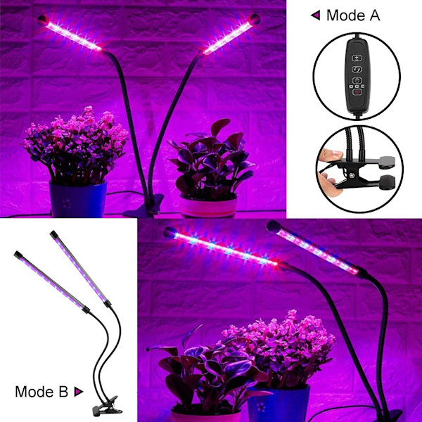 USB 30LED Sisätilojen Kasvien Kasvatusvalo Punainen Sininen Kaksoislampupäät Joutsenkaula & Kiinnike