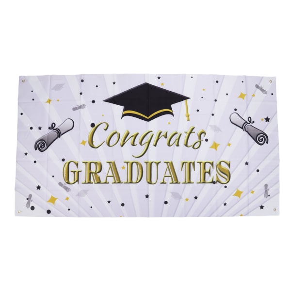 Graduation Banner Ca 71x38in slitstarkt polyestertyg blekfritt färg 4 öljetter Grattis Grad banner för examen