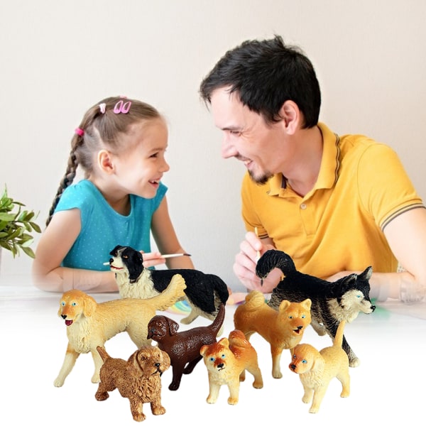 Hundfigurer Modell Set Simulering PVC Hundfigurer Djur Leksak Lekset Pedagogiska inlärningsleksaker för barn