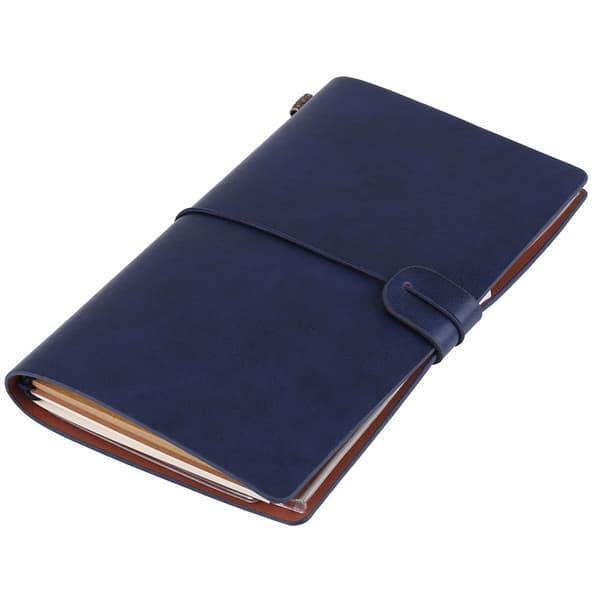 Personal PU Leather Journal Travel Diary Refillable Notebook Dark Blue Writing Pad