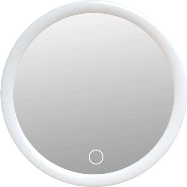 LED Magnifying Mirror with Suction Cups - Three suction cups attach to an LED-illuminated makeup mirror with 10x magnification.