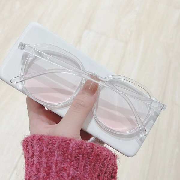 Stora bågar glasögon blockerar blått ljus 0 dioptrier datorspel glasögon för mode dam transparent vit rodnad 0 dioptrier glasögon