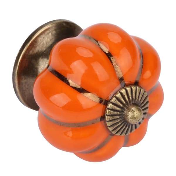 European Style Ceramic Pumpkin Knobs for Cabinet Furniture (Orange)