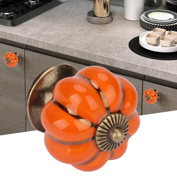 European Style Ceramic Pumpkin Knobs for Cabinet Furniture (Orange)