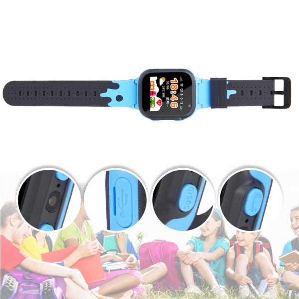 Barntelefon Smart Watch Ta foto Röstchatt med färger TFT-skärm ficklampa (blå)