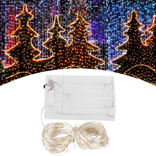 10m 100 LED-lampor Mini String Lights DIY Koppartråd Lampa Fest Jul Bröllopsdekoration Varm vit