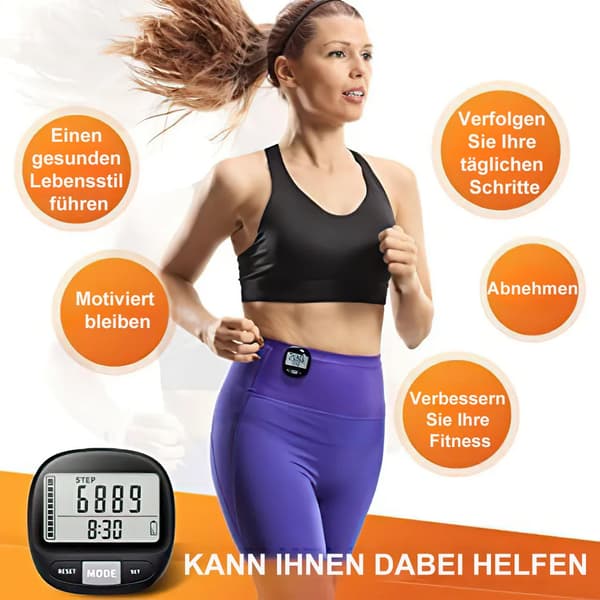 3D Pedometer with Clip and Strap, Accurately Calculates Walking Distance and Calorie Consumption, 7-Day Memory Function.