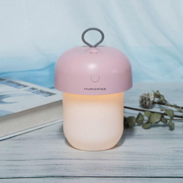 Rechargeable Humidifier Night Light Mute Household Humidifier Mini USB Purifier (Pink)