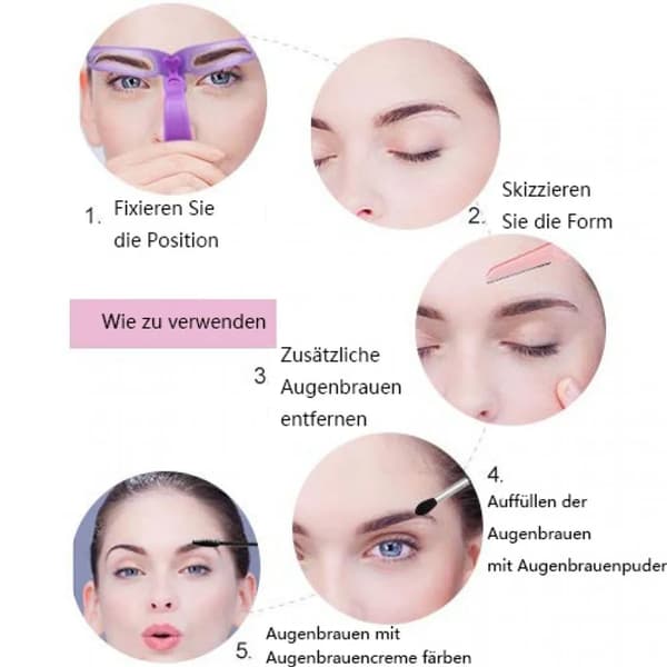 Eyebrow Stencils, Waterproof, Reusable, DIY, 8-Piece Set.