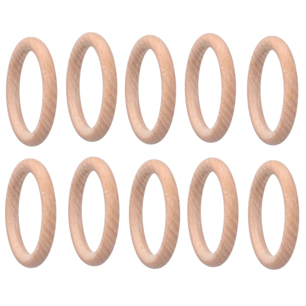 10pcs Wooden Rings Unfinished DIY Natural Wood Circles for Craft Jewelry Making Baby Teething