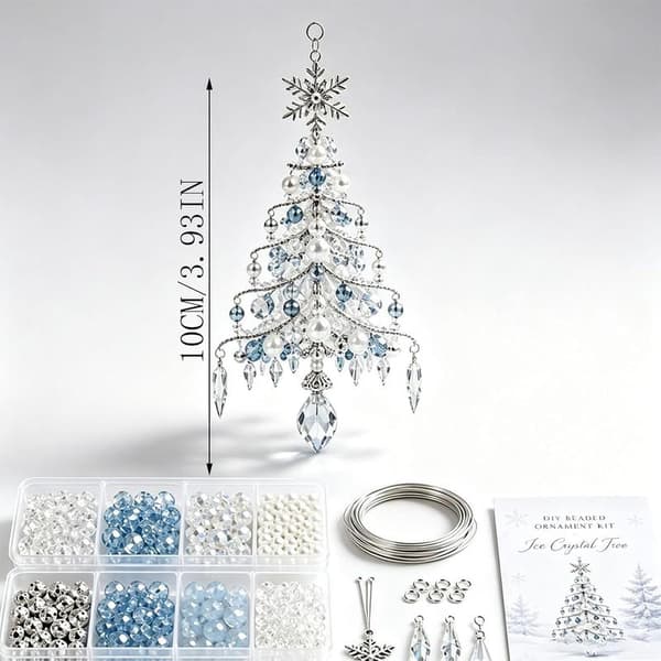 DIY perlesett med iskrystalldesign, elegant juletrepynt for glitrende juledekorasjoner