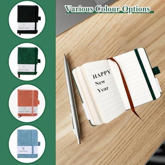Small A7 Notebook with Flexible Closure and Pen Holder - Suitable for Students, Diary, and Office Use.