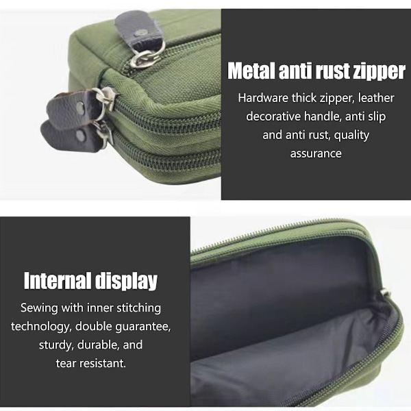 Canvas mobiltelefonfodral utomhus sportkläder bälte multifunktion midjeväska mobil plånbok