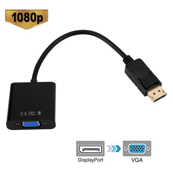 25 cm 1080P Display Port DP–VGA-videosignaalin muunnossovitinkaapeli