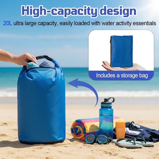 20L Waterproof Dry Bag - with shoulder strap - Waterproof bag - Roll-top closure, double shoulder strap - Floating storage bag for kayaking, camping,...