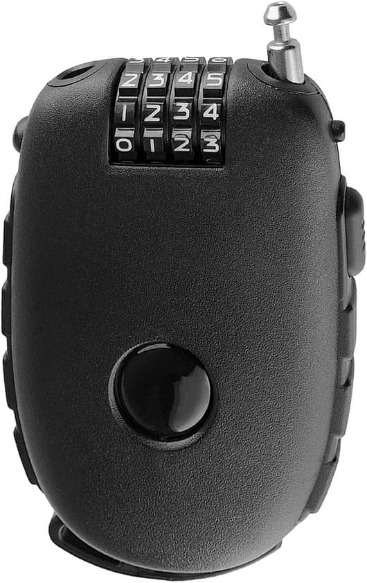 Cable Lock - Combination Lock - Secure Luggage - Retractable Cable - 130 cm - Black
