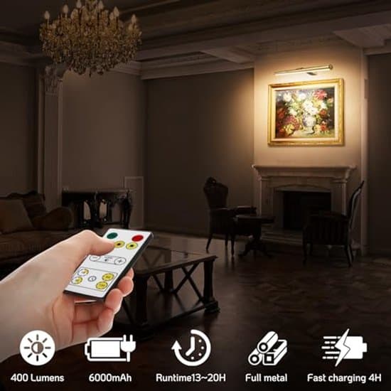 Wireless Rechargeable Wall Lamp with Remote Control, Suitable for Paintings.