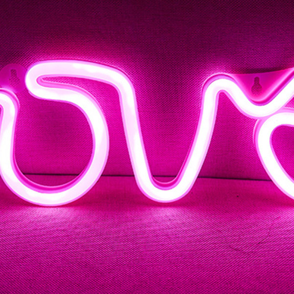 LED kärleksneonskylt PS-bräda och kärleksskylt i akryl med hängande hål för bekännelse Äktenskapsförslag Rosa batteridriven