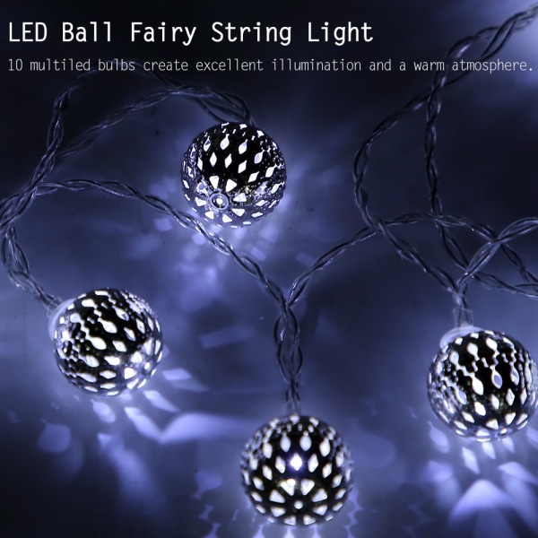 1.2m 10 LED Ball Fairy String Light for Bedroom Lawn Landscape Garden Home Holiday Coldwhite