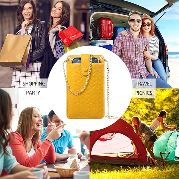 Läder liten crossbody väska för kvinnor mobiltelefon väska plånböcker justerbar rem