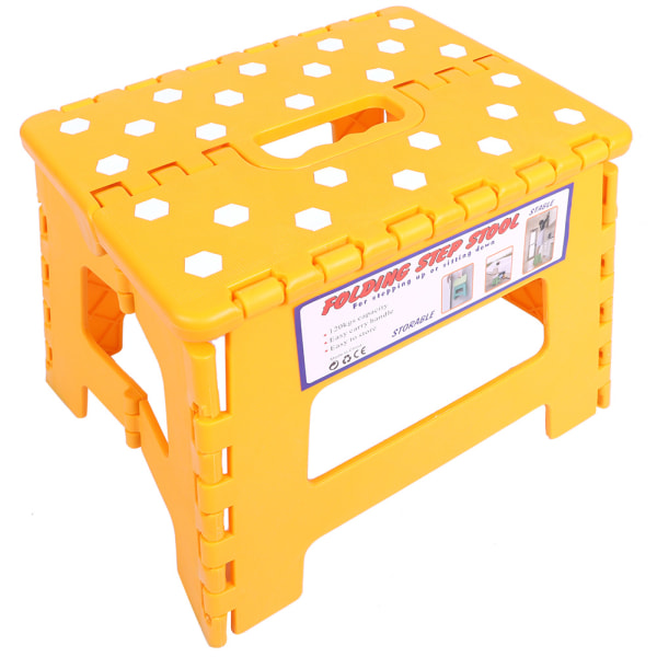 Hushållsstol Fällbar pall Plastförtjockning Bärbar liten pall 28,5*21,5*22cm (gul)