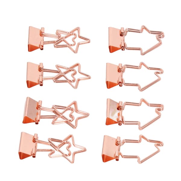 Rose Gold Gem 30-pack, Durable Metal Star and House Shaped Clips for Documents, Paper, Clothes