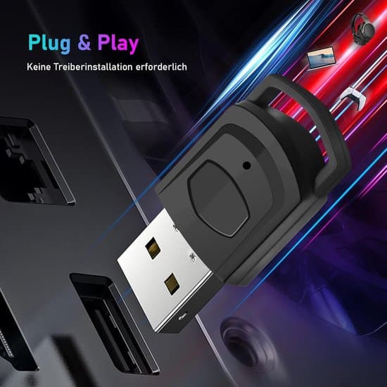 Bluetooth 5.0 USB-lydadapter for PS5/PS4/PC - Bluetooth-adapter med minimikrofon, plug and play.